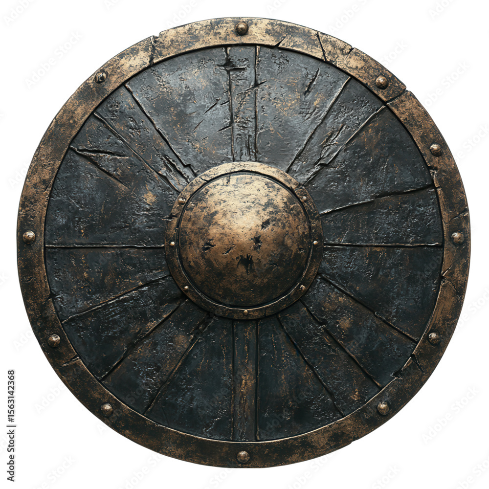 Fototapeta premium old metal shield on transparent background