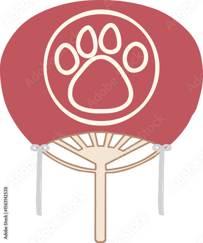 Japanese hand fan - paw pad -red