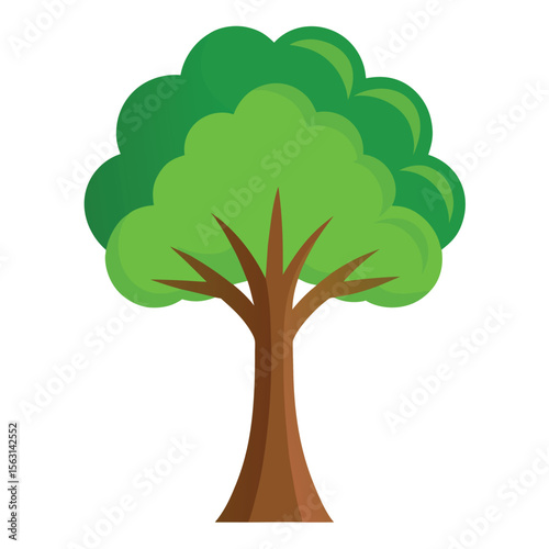 A classic vector icon of a tree with a brown trunk and green leaves, representing a fundamental and recognizable symbol of nature.