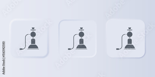 Grey Hookah icon isolated on grey background. Set icons in square buttons. Vector