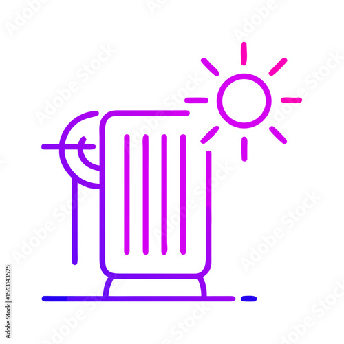 Electric heater with sun icon in modern flat design style  