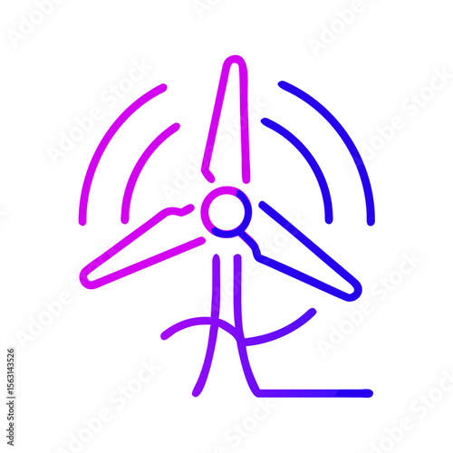 Wind turbine icon in minimalist style with purple and blue colors  