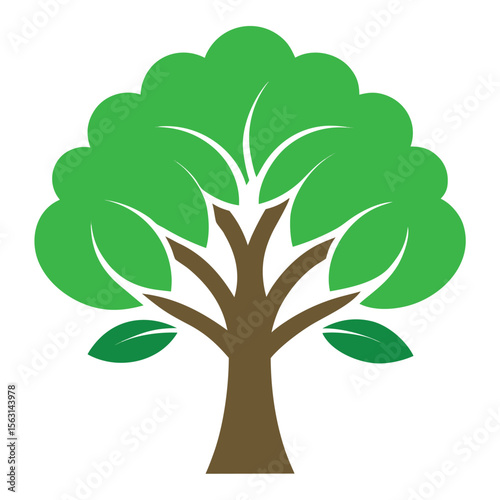 A striking vector icon of a tree with oversized leaves, creating a bold, whimsical, or fantastical visual statement on a plain white background.