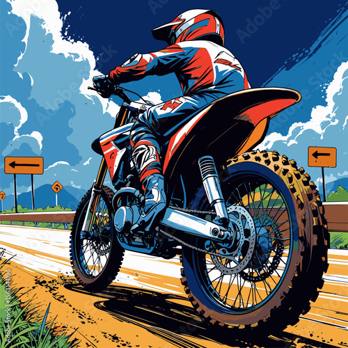 motocross illustration with highway background