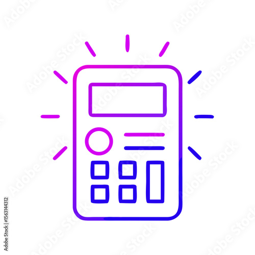 Outline of calculator with glowing effect in purple and blue colors  