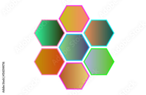 abstract background with Neon Glowing Vibrant gradient Hexagons Honeycomb structure illustration for various projects 