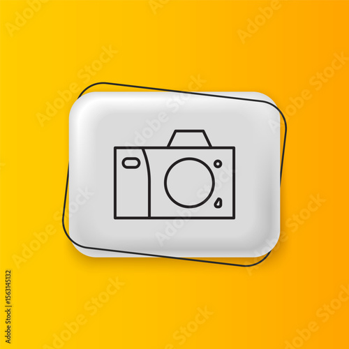 Black Photo camera icon isolated on yellow background. Foto camera icon. Silver rectangle button. Vector