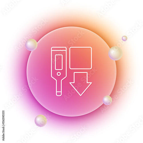 White Medical digital thermometer for medical examination icon isolated on white background. Orange and pink gradient circle background. Vector