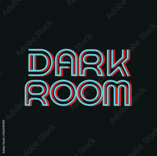 Neon Typography "Dark Room" on Black Background – Retro Glowing 3D Text Art