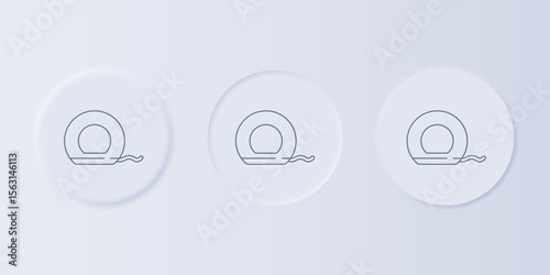 Grey Dental floss icon isolated on grey background. Set icons in square buttons. Vector