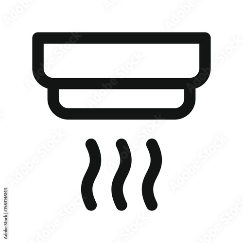 Smoke detector UI icon, optical smoke sensor simple line user interface vector symbol