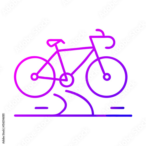 Bicycle icon in purple and blue gradient on a path  