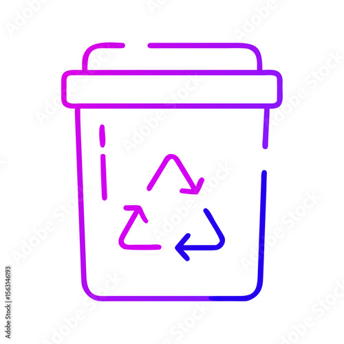 Recycling bin icon in gradient colors with eco symbol  