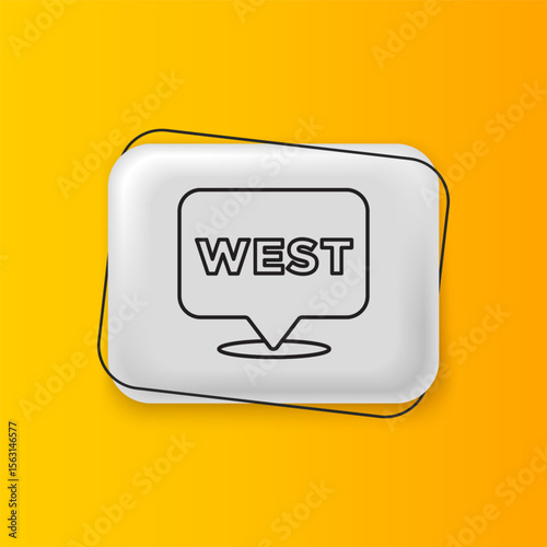 Black Pointer to wild west icon isolated on yellow background. Western signboard, message board, signpost for finding way with direction. Silver rectangle button. Vector