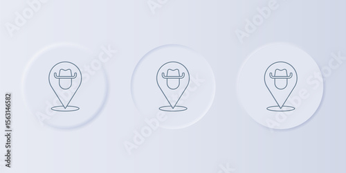 Grey Location cowboy icon isolated on grey background. Set icons in square buttons. Vector