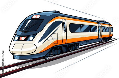 Modern High-Speed Train on Tracks for Fast Transportation