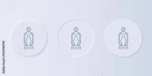 Grey Camping lantern icon isolated on grey background. Happy Halloween party. Set icons in square buttons. Vector