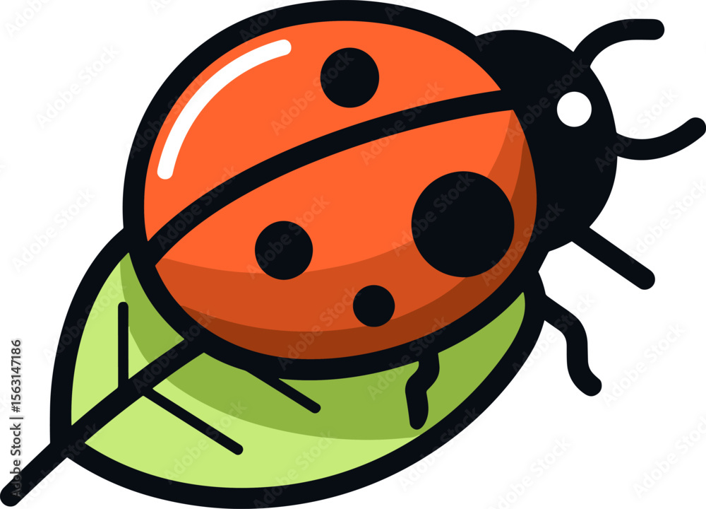 Obraz premium Ladybug on Leaf - A Vibrant Insect in Natural Habitat Illustration
