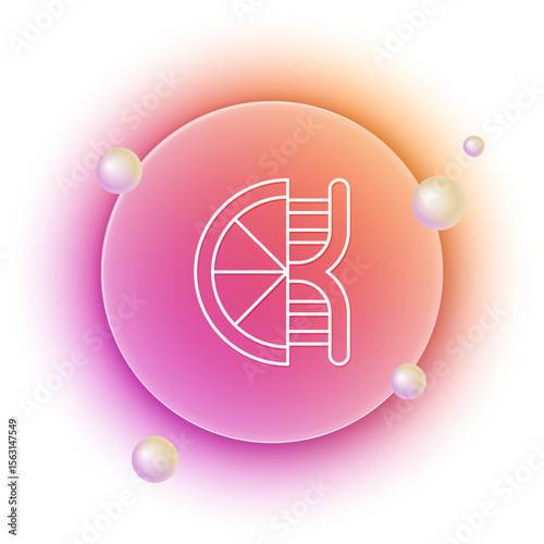White Genetically modified citrus fruit icon isolated on white background. Orange in a cut. Healthy lifestyle. GMO fruit. Orange and pink gradient circle background. Vector