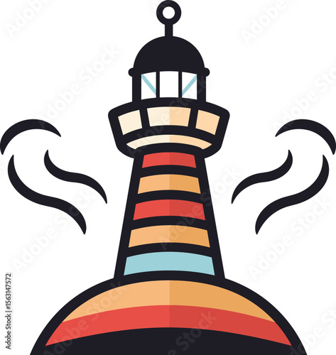 Colorful Lighthouse Vector Graphic Illustration Icon Design