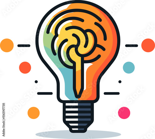 Creative Idea Light Bulb with Brain, Innovation Concept