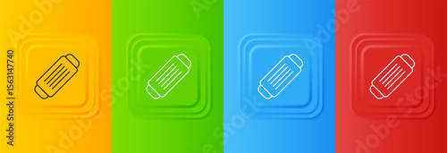 White Medical protective mask icon isolated on colorful background. Set icons in square buttons. Vector