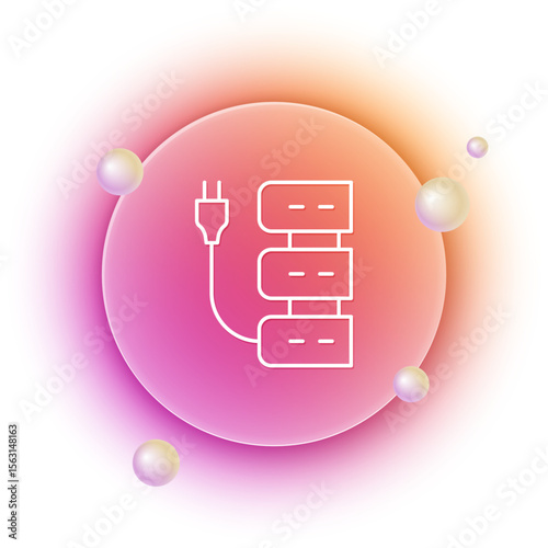 White Server icon isolated on white background. Adjusting app, service concept, setting options, maintenance, repair, fixing. Orange and pink gradient circle background. Vector
