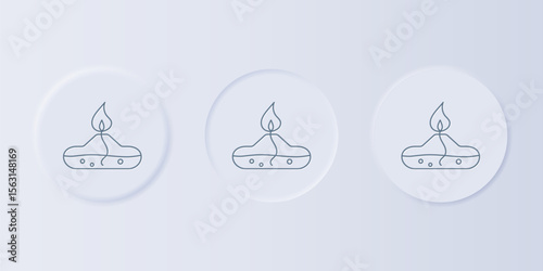 Grey Alcohol or spirit burner icon isolated on grey background. Chemical equipment. Set icons in square buttons. Vector