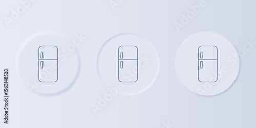 Grey Refrigerator icon isolated on grey background. Fridge freezer refrigerator. Household tech and appliances. Set icons in square buttons. Vector