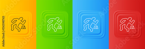 White Crime scene icon isolated on colorful background. Set icons in square buttons. Vector