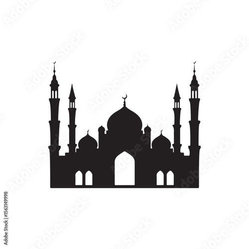 Mosques silhouette vector flat illustration on white background.