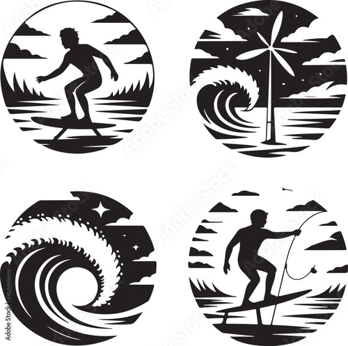 Dynamic Surfer Silhouette Riding Wave Vector

Surfing Action Pose SVG Cut File

Ocean Wave Surfer Clipart for Cricut & Laser

Beach Lifestyle Surfer Silhouette Design

Extreme Surfing Sport Vector for
