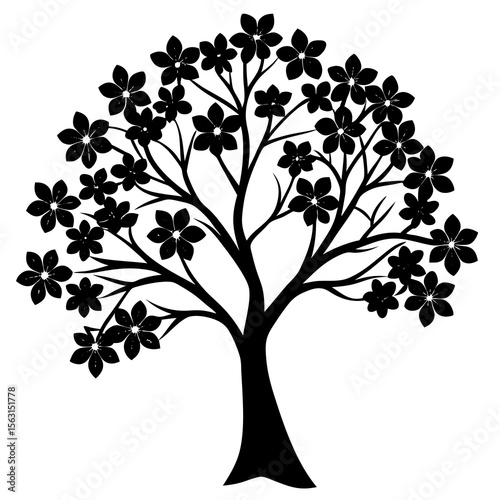 black and white tree