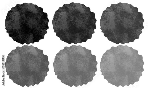 Vector circle shape with grunge effect, color choices from solid black to faded black, creating a mysterious, dramatic, and visually strong textured impression.