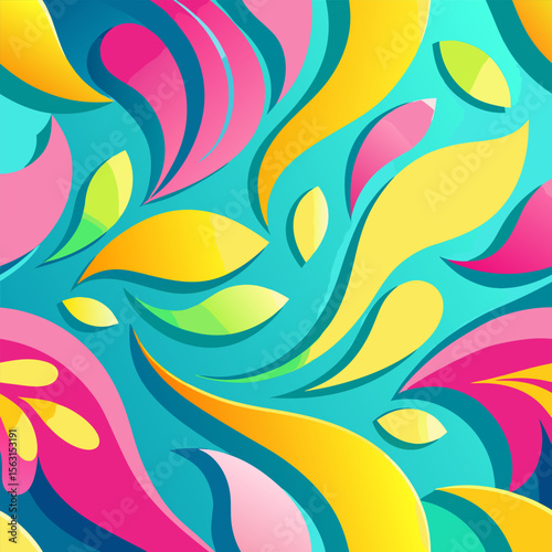 Abstract Digital Alpona Pattern – Bright Gradient Vector Label Art