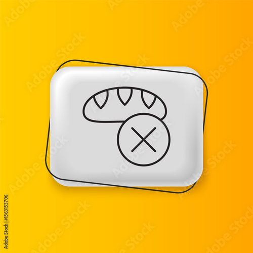 Black Donation food icon isolated on yellow background. Silver rectangle button. Vector
