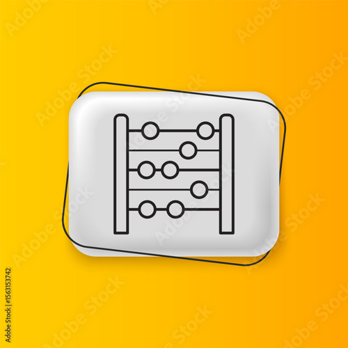 Black Abacus icon isolated on yellow background. Traditional counting frame. Education sign. Mathematics school. Silver rectangle button. Vector
