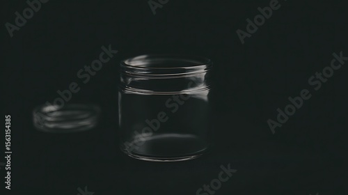 Empty glass jar on dark background (6)