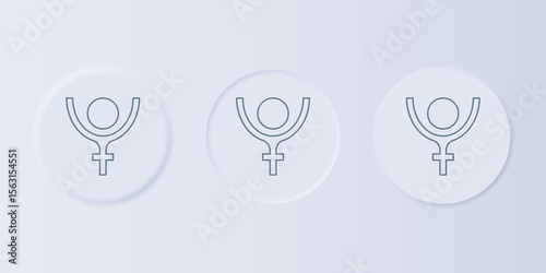 Grey Ancient astrological symbol of Pluto icon isolated on grey background. Astrology planet. Zodiac and astrology sign. Set icons in square buttons. Vector
