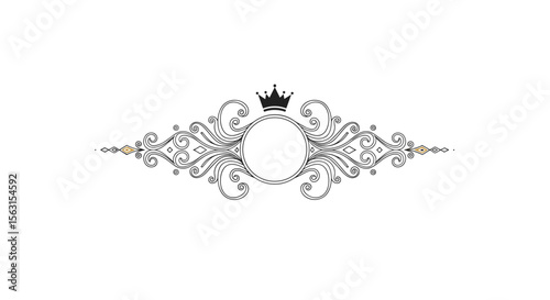 Elegant vintage ornate flourish design with royal crown symbolizing prestige and luxury