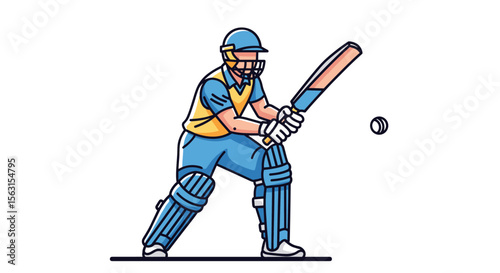 A professional athlete engaged in a competitive cricket match displaying athleticism and skill