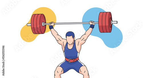 Athlete performing an overhead press with a barbell demonstrating strength and power training for muscle building and fitness