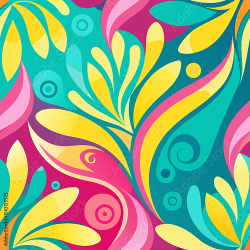 Abstract Digital Alpona Pattern – Bright Gradient Vector Label Art