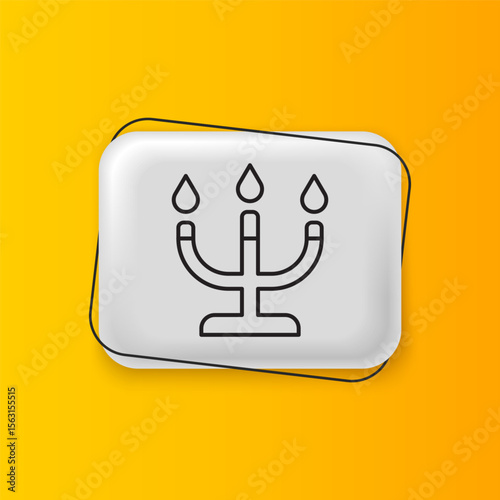 Black Candlestick icon isolated on yellow background. Happy Valentines day. Silver rectangle button. Vector