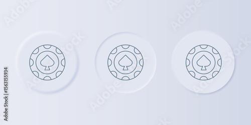 Grey Casino chips icon isolated on grey background. Casino gambling. Set icons in square buttons. Vector