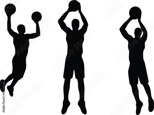 Different style basket Ball Player silhouette design
