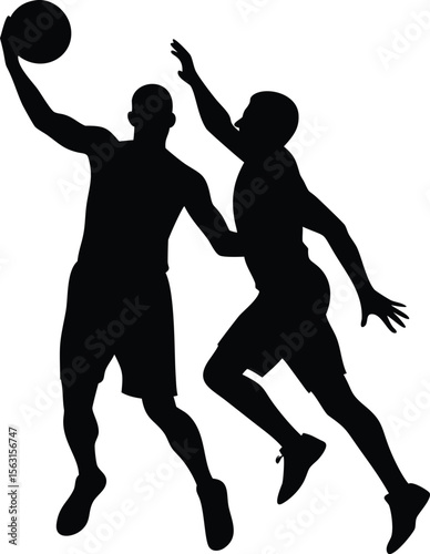 Different style basket Ball Player silhouette design