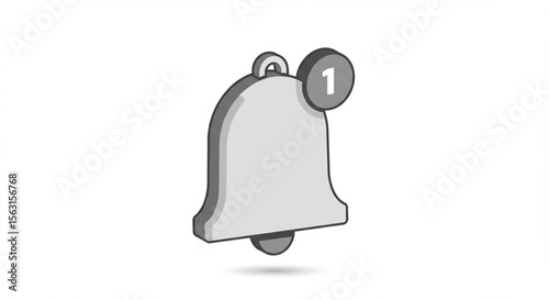 A gray bell icon with a notification, indicating a single unread message or alert.