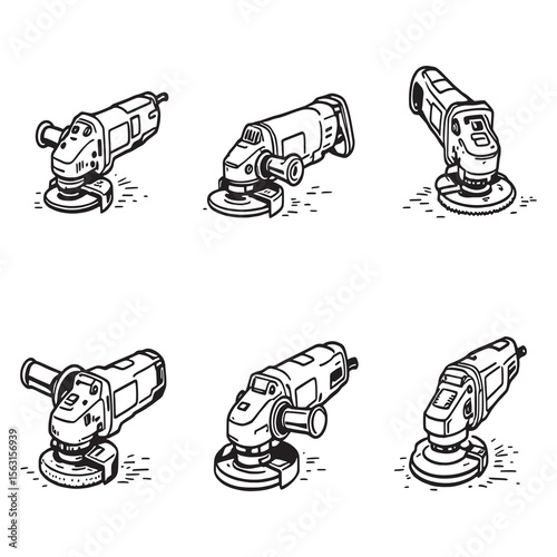 angle grinder outline drawing industrial tool vector artwork