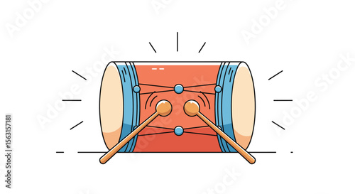 Percussion instrument with sticks making rhythmic sounds and vibrations a vibrant musical celebration